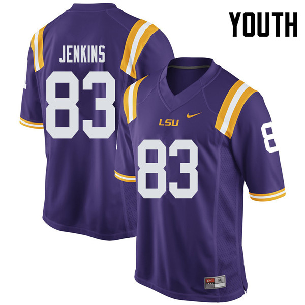 Youth #83 Jaray Jenkins LSU Tigers College Football Jerseys Sale-Purple